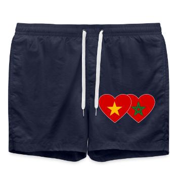 Vietnam Maroc Drapeau Coeur - Short de bain - bleu marine - Devant - AI Model Male 185 light (185cm)
