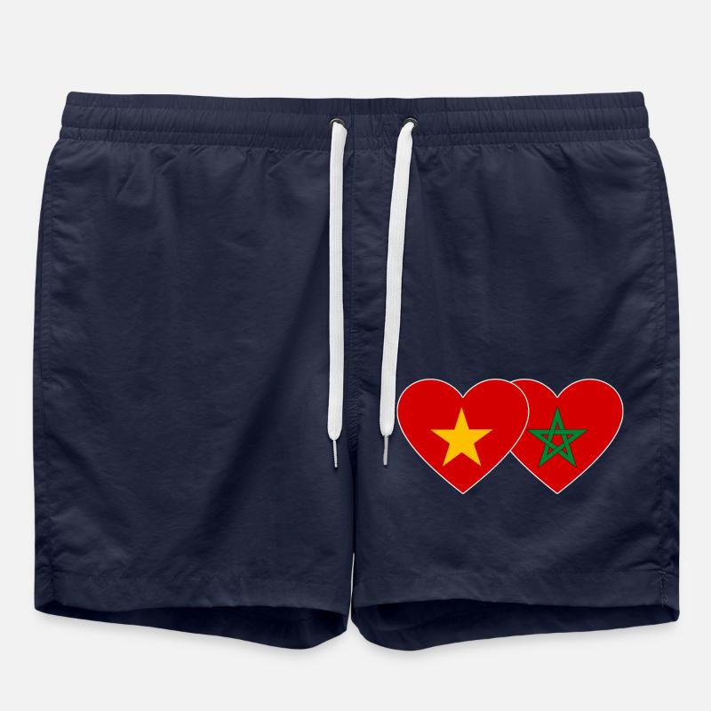 Vietnam Morocco Flag Heart - Swim Trunks - french navy