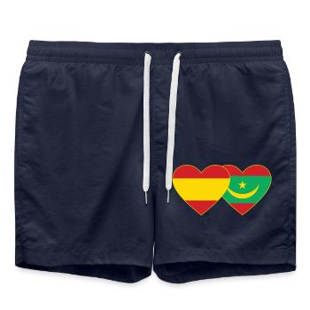 Espagne Mauritanie Drapeau Coeur - Short de bain - bleu marine - Devant - AI Model Male 185 light (185cm)