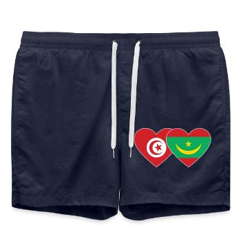 Tunisie Mauritanie Drapeau Coeur - Short de bain - bleu marine - Devant - AI Model Male 185 light (185cm)