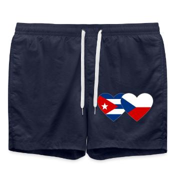 Cuba République tchèque Drapeau Coeur - Short de bain - bleu marine - Devant - AI Model Male 185 light (185cm)