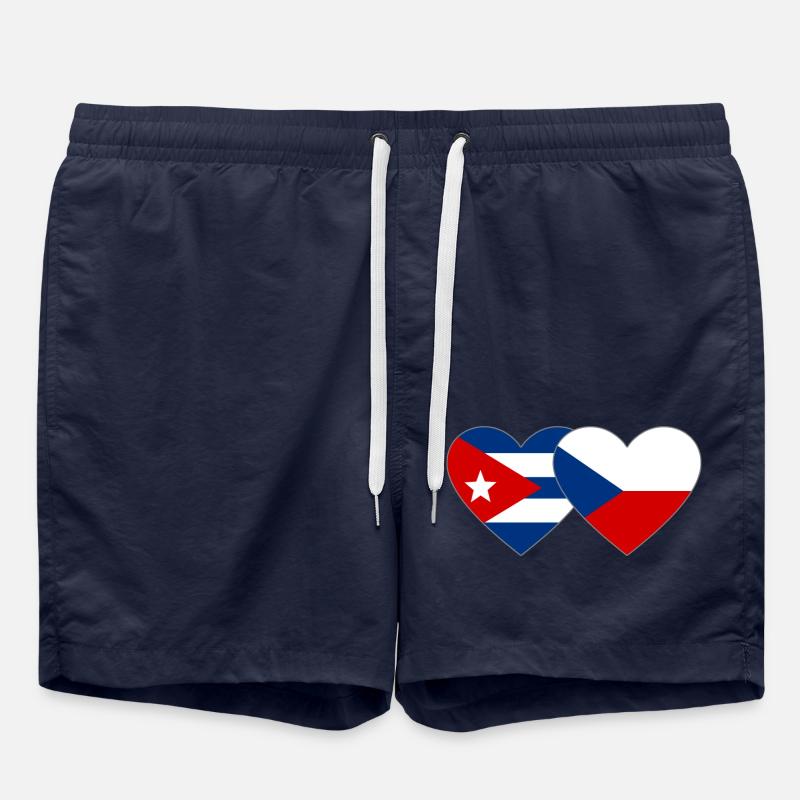 Cuba Czech Republic Flag Heart - Swim Trunks - french navy