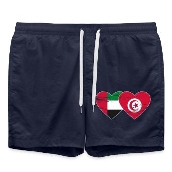 Émirats Arabes Unis Tunisie Cœur - Short de bain - bleu marine - Devant - AI Model Male 185 light (185cm)
