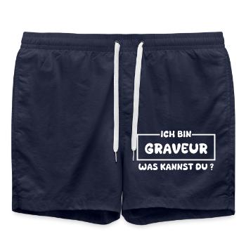 Beruf Graveur - Badeshorts - French Navy - Vorne - AI Model Male 185 light (185cm)
