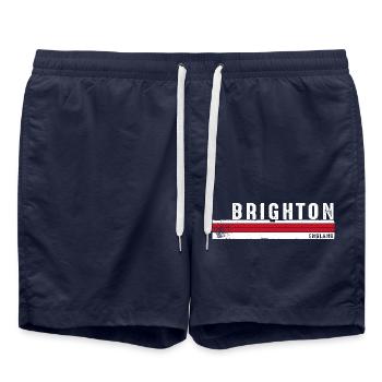 Brighton Angleterre Vintage Retro Design pour Seaside - Short de bain - bleu marine - Devant - AI Model Male 185 light (185cm)