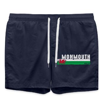 Monmouth: Retro-Design aus Wales für stolze walisische Fans - Badeshorts - French Navy - Vorne - AI Model Male 185 light (185cm)