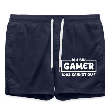 Gamer als Beruf - Badeshorts - French Navy - Vorne - AI Model Male 185 light (185cm)