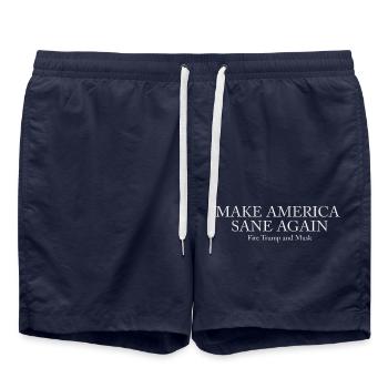 MASA - Make America Sane Again - Swim Trunks - french navy - Front - AI Model Male 185 light (185cm)