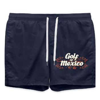 Gulf of Mexico Typography - Swim Trunks - french navy - Front - AI Model Male 185 light (185cm)