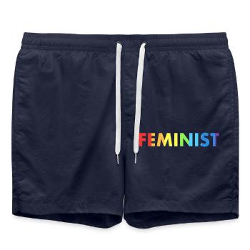 Feminist Feminismus Regenbogen - Badeshorts - French Navy - Vorne - AI Model Male 185 light (185cm)