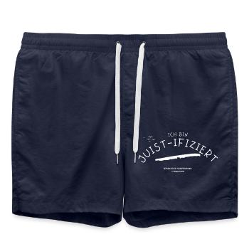 Ich bin Juist-ifiziert Insel Koordinaten Töwerland - Badeshorts - French Navy - Vorne - AI Model Male 185 light (185cm)