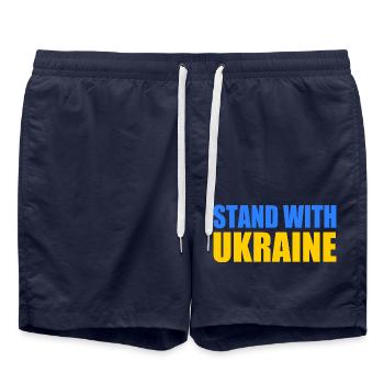 stand with ukraine - Swim Trunks - french navy - Front - AI Model Male 185 light (185cm)