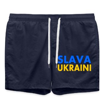 Slava ukraini - Badeshorts - French Navy - Vorne - AI Model Male 185 light (185cm)
