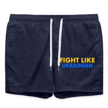 Fight like ukrainian - Short de bain - bleu marine - Devant - AI Model Male 185 light (185cm)