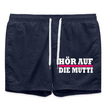 Hör auf die mutti - Badeshorts - French Navy - Vorne - AI Model Male 185 light (185cm)