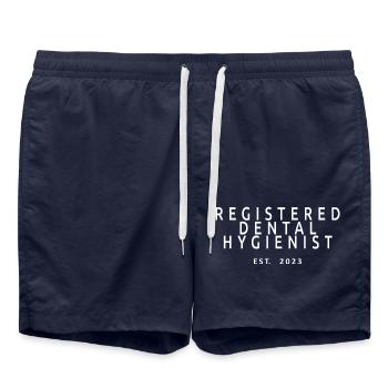 Registered Dental Hygienist Est. 2023 Graduation - Swim Trunks - french navy - Front - AI Model Male 185 light (185cm)