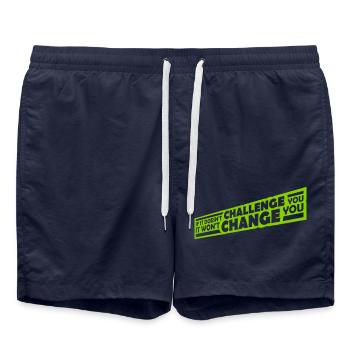 Séance d’entraînement Fitness Motivation Citation - Short de bain - bleu marine - Devant - AI Model Male 185 light (185cm)