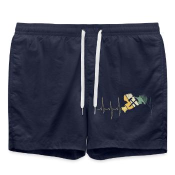 Erzgebirge Puls Wandern Liebe Heimat - Badeshorts - French Navy - Vorne - AI Model Male 185 light (185cm)