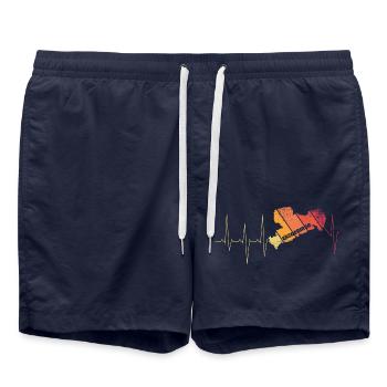 Erzgebirge Liebe Heimat Wandern Pulsschlag - Badeshorts - French Navy - Vorne - AI Model Male 185 light (185cm)