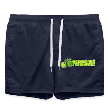 Fresh Comic Style Bubble Graffiti Lettering - Swim Trunks - french navy - Front - AI Model Male 185 light (185cm)