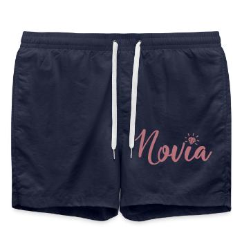 Novia Girlfriend Engagement Bridal Shower Wedding - Swim Trunks - french navy - Front - AI Model Male 185 light (185cm)