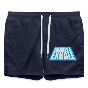 Inspirez expirez Yoga citation - Short de bain - bleu marine - Devant - AI Model Male 185 light (185cm)