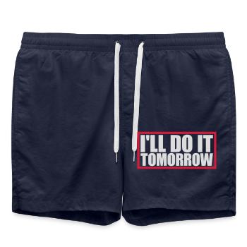 do it tomorrow Zitat - Badeshorts - French Navy - Vorne - AI Model Male 185 light (185cm)