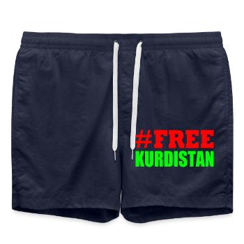 Free Kurdistan - Short de bain - bleu marine - Devant - AI Model Male 185 light (185cm)