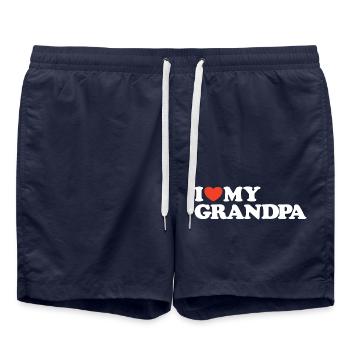 I love my grandpa Herz Shirt - Badeshorts - French Navy - Vorne - AI Model Male 185 light (185cm)