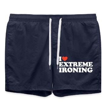 I love Extreme Ironing Heart Shirt - Swim Trunks - french navy - Front - AI Model Male 185 light (185cm)