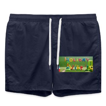 Holiday Vibe Inflatable Text Design Holiday Vibe - Swim Trunks - french navy - Front - AI Model Male 185 light (185cm)