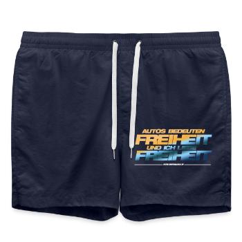 Autos Freiheit - Badeshorts - French Navy - Vorne - AI Model Male 185 light (185cm)