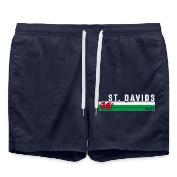 St. Davids Wales Coastal Serenity - Swim Trunks - french navy - Front - AI Model Male 185 light (185cm)