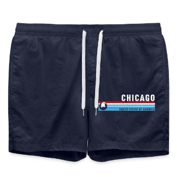 Chicago Illinois Est 1833 Vintage Classic Retro - Badeshorts - French Navy - Vorne - AI Model Male 185 light (185cm)