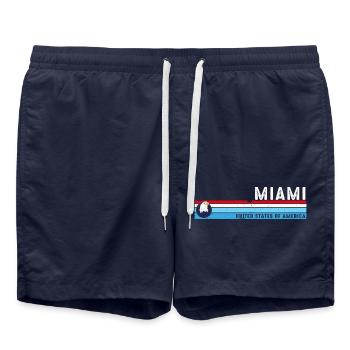 Miami Florida Est 1896 Vintage Klassischer Retro-Stil - Badeshorts - French Navy - Vorne - AI Model Male 185 light (185cm)