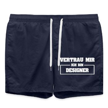 Gift for Designer - Swim Trunks - french navy - Front - AI Model Male 185 light (185cm)