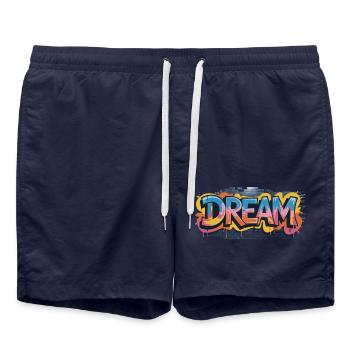 Un design de graffiti DREAM plein de couleurs et de motivation - Short de bain - bleu marine - Devant - AI Model Male 185 light (185cm)