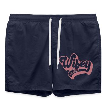 2023 Verlobung Brautdusche Hochzeit - Badeshorts - French Navy - Vorne - AI Model Male 185 light (185cm)