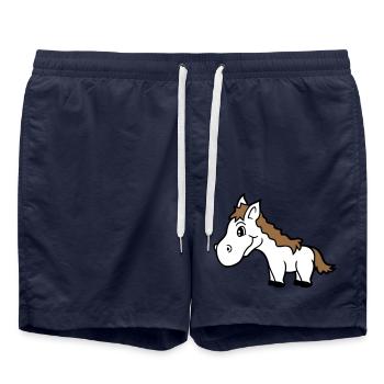Horse Cute Pony Foal Horse Girl Cute Comic - Swim Trunks - french navy - Front - AI Model Male 185 light (185cm)