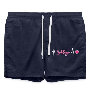 Schlager heartbeat Herzschlag - Badeshorts - French Navy - Vorne - AI Model Male 185 light (185cm)