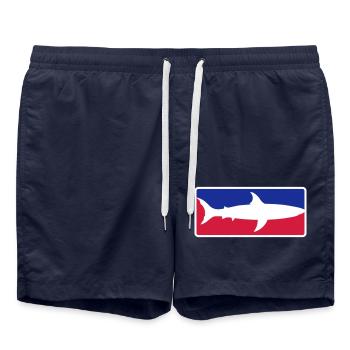 rouge bleu sport hai bouton cadre panneau noir sc - Short de bain - bleu marine - Devant - AI Model Male 185 light (185cm)