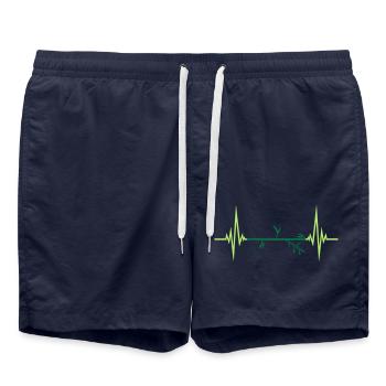 bambus puls frequenz herzschlag pflanze silhouette - Badeshorts - French Navy - Vorne - AI Model Male 185 light (185cm)
