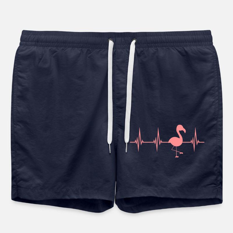 Flamingo EKG Design - Badeshorts - French Navy