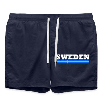 Schweden Flagge - Badeshorts - French Navy - Vorne - AI Model Male 185 light (185cm)