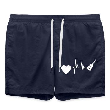 guitare musique puls guitariste coeur band ECG - Short de bain - bleu marine - Devant - AI Model Male 185 light (185cm)