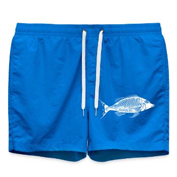 Vintage Fish HerringBone Bony Fish Skeleton - Swim Trunks - cobalt blue - Front