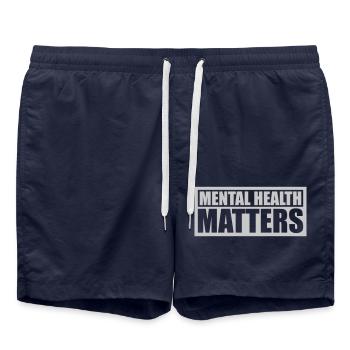 mental health matters quote - Swim Trunks - french navy - Front - AI Model Male 185 light (185cm)