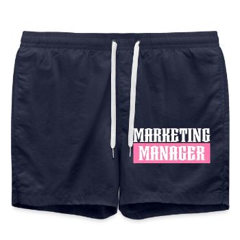 Marketing Manager tshirt rose noir - Short de bain - bleu marine - Devant - AI Model Male 185 light (185cm)