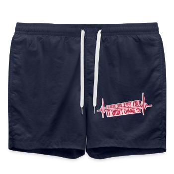 Workout Fitness Motivation Zitat - Badeshorts - French Navy - Vorne - AI Model Male 185 light (185cm)