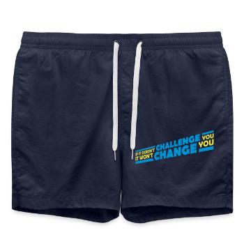 Séance d’entraînement Fitness Motivation Citation - Short de bain - bleu marine - Devant - AI Model Male 185 light (185cm)